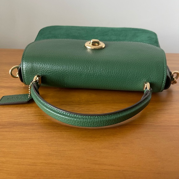 Coach Marlie Top Handle Satchel Kelly Green Leather & Suede - Picture 13 of 17